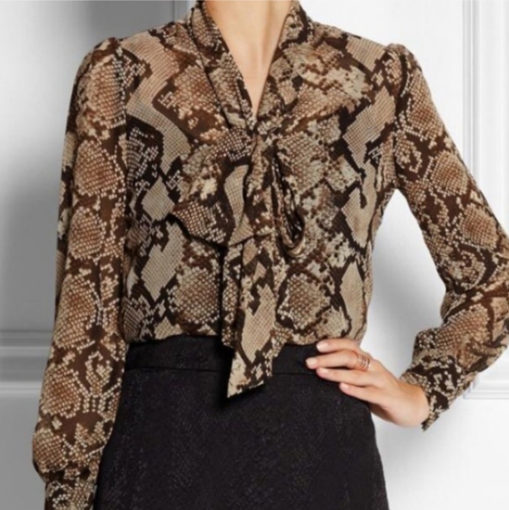 Altuzarra for Target snake print tie neck blouse